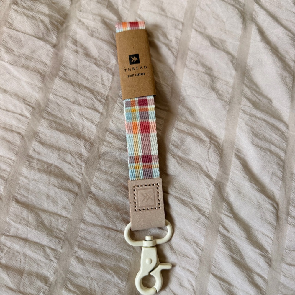 Colorful Plaid thread wallets Keychain with Clip